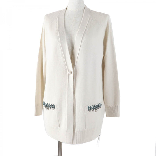 HERMES cardigan 2H2704DN Main: 100% wool, part: 57% wool, part: 43% silk cream Women 40 Used Authentic