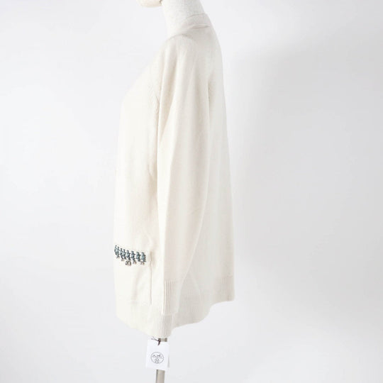 HERMES cardigan 2H2704DN Main: 100% wool, part: 57% wool, part: 43% silk cream Women 40 Used Authentic