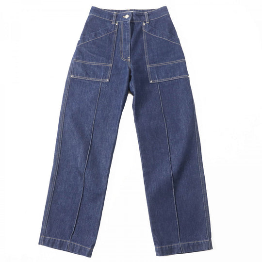 MONCLER Denim pants Main: 100% cotton, Part: 100% polyester Indigo blue PANTALONE Women 38 Used Authentic