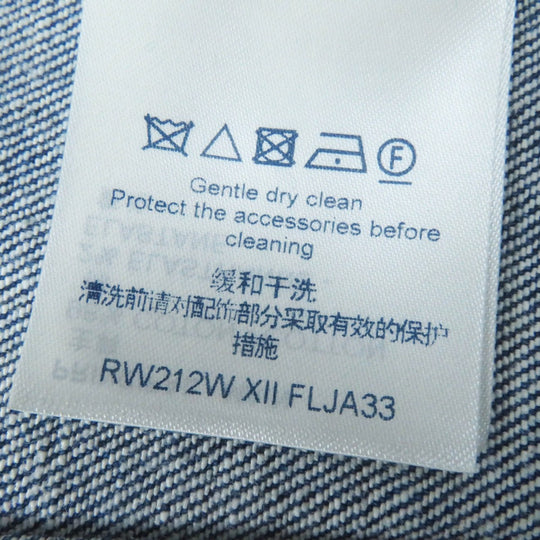LOUIS VUITTON Denim Jacket Main: 98% cotton, Main: 2% polyurethane, Leather part: sheep leather Indigo blue Women 36 Used Authentic