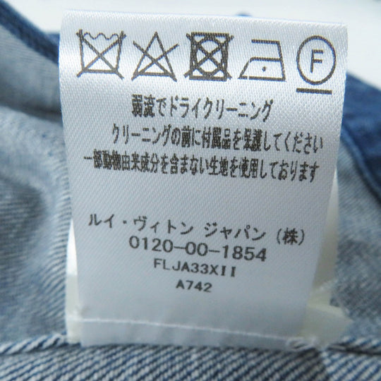 LOUIS VUITTON Denim Jacket Main: 98% cotton, Main: 2% polyurethane, Leather part: sheep leather Indigo blue Women 36 Used Authentic