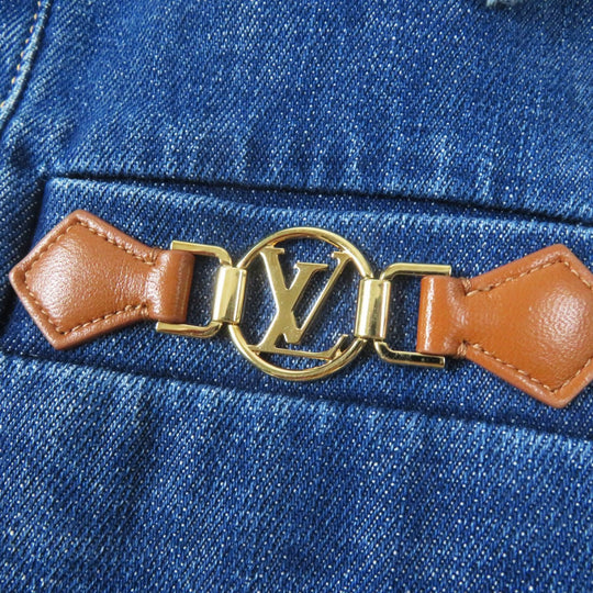 LOUIS VUITTON Denim Jacket Main: 98% cotton, Main: 2% polyurethane, Leather part: sheep leather Indigo blue Women 36 Used Authentic