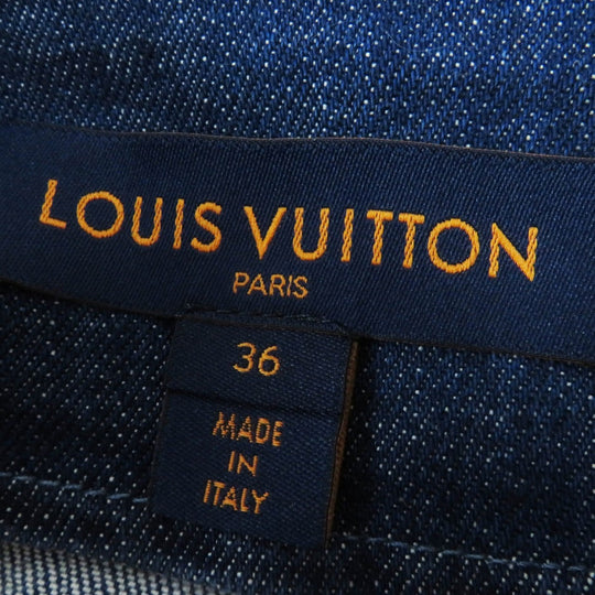 LOUIS VUITTON Denim Jacket Main: 98% cotton, Main: 2% polyurethane, Leather part: sheep leather Indigo blue Women 36 Used Authentic