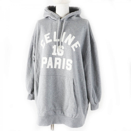 CELINE Hoodie 2Y757670Q Main: 100% cotton, part: 96% cotton, part: 4% polyurethane gray Women M Used Authentic