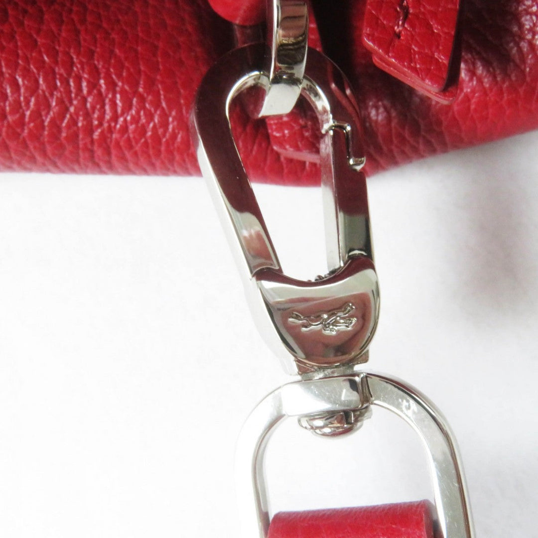 Longchamp Shoulder Bag Main: Leather Red Le flowne Women Used Authentic