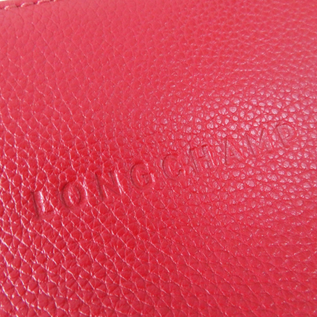 Longchamp Shoulder Bag Main: Leather Red Le flowne Women Used Authentic