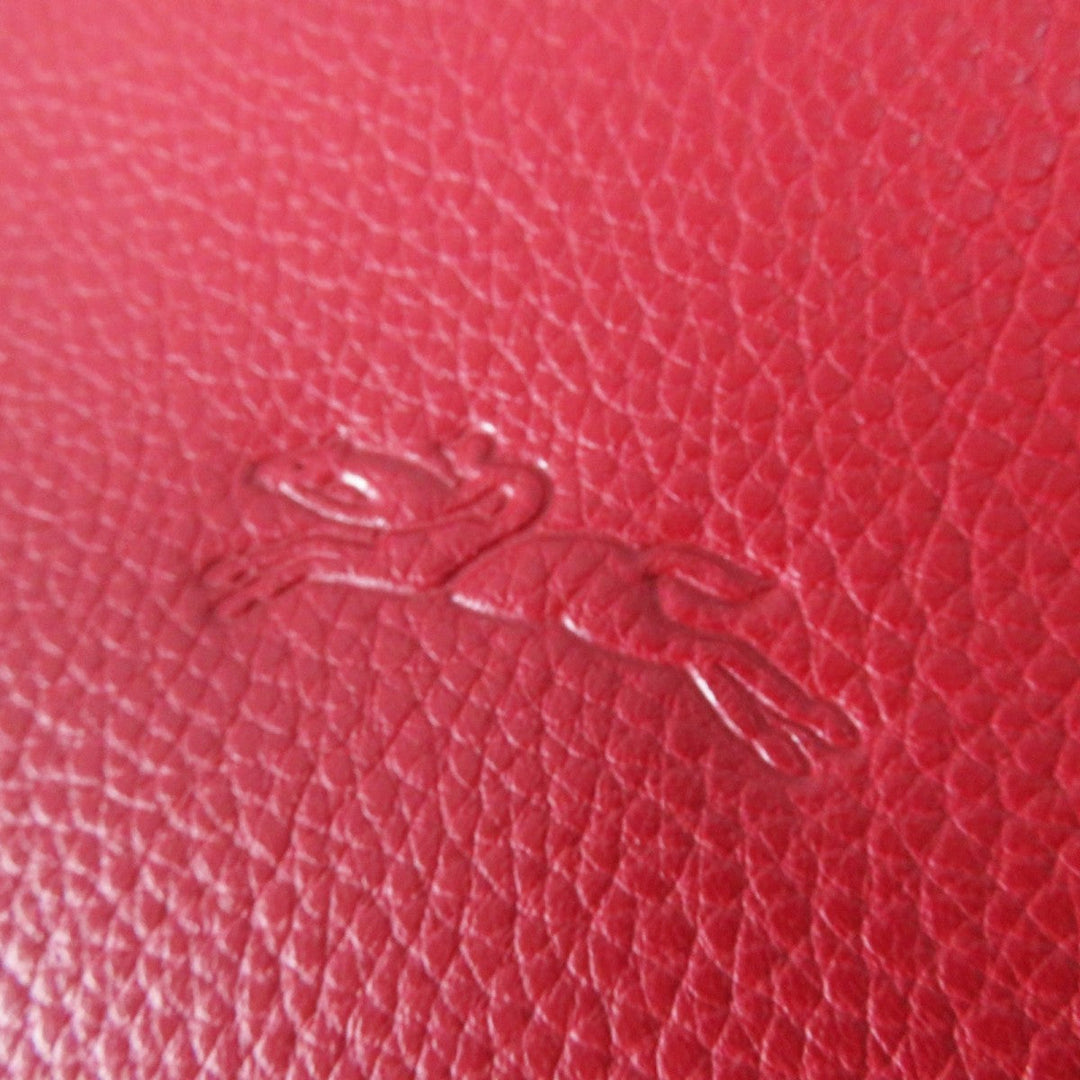 Longchamp Shoulder Bag Main: Leather Red Le flowne Women Used Authentic