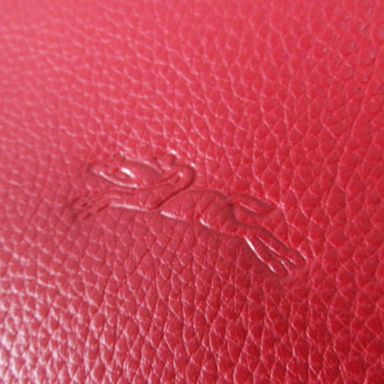 Longchamp Shoulder Bag Main: Leather Red Le flowne Women Used Authentic