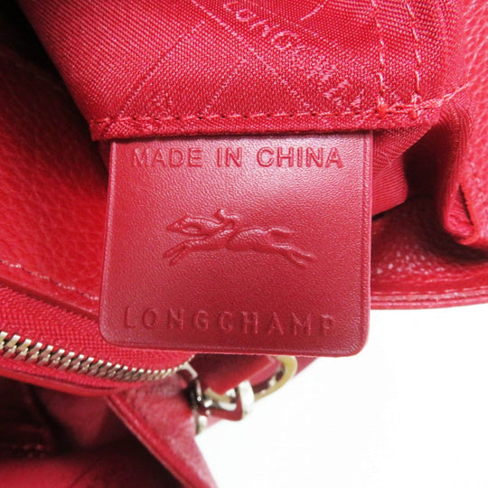 Longchamp Shoulder Bag Main: Leather Red Le flowne Women Used Authentic