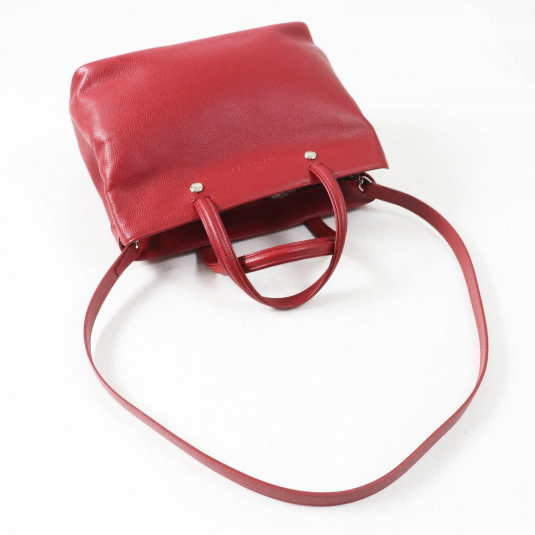 Longchamp Shoulder Bag Main: Leather Red Le flowne Women Used Authentic
