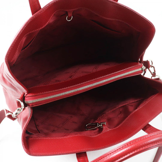 Longchamp Shoulder Bag Main: Leather Red Le flowne Women Used Authentic