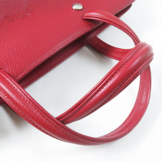 Longchamp Shoulder Bag Main: Leather Red Le flowne Women Used Authentic