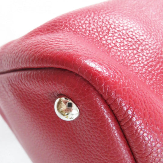 Longchamp Shoulder Bag Main: Leather Red Le flowne Women Used Authentic