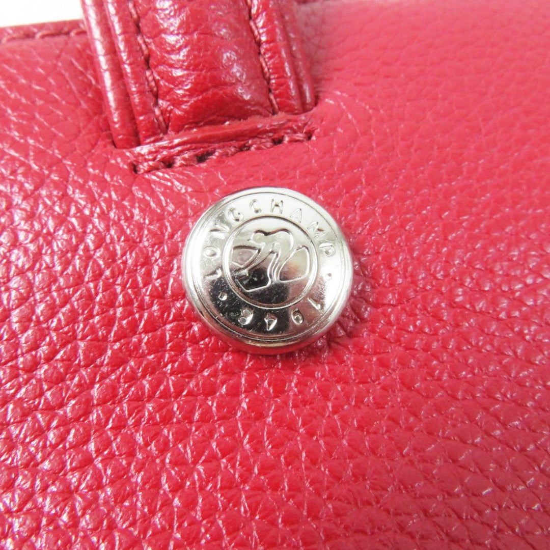 Longchamp Shoulder Bag Main: Leather Red Le flowne Women Used Authentic