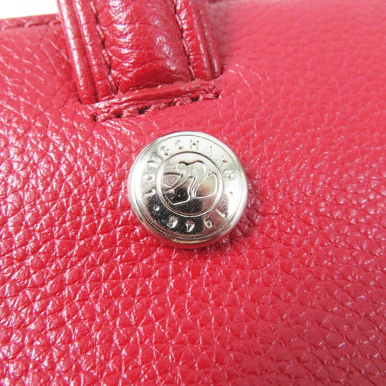 Longchamp Shoulder Bag Main: Leather Red Le flowne Women Used Authentic