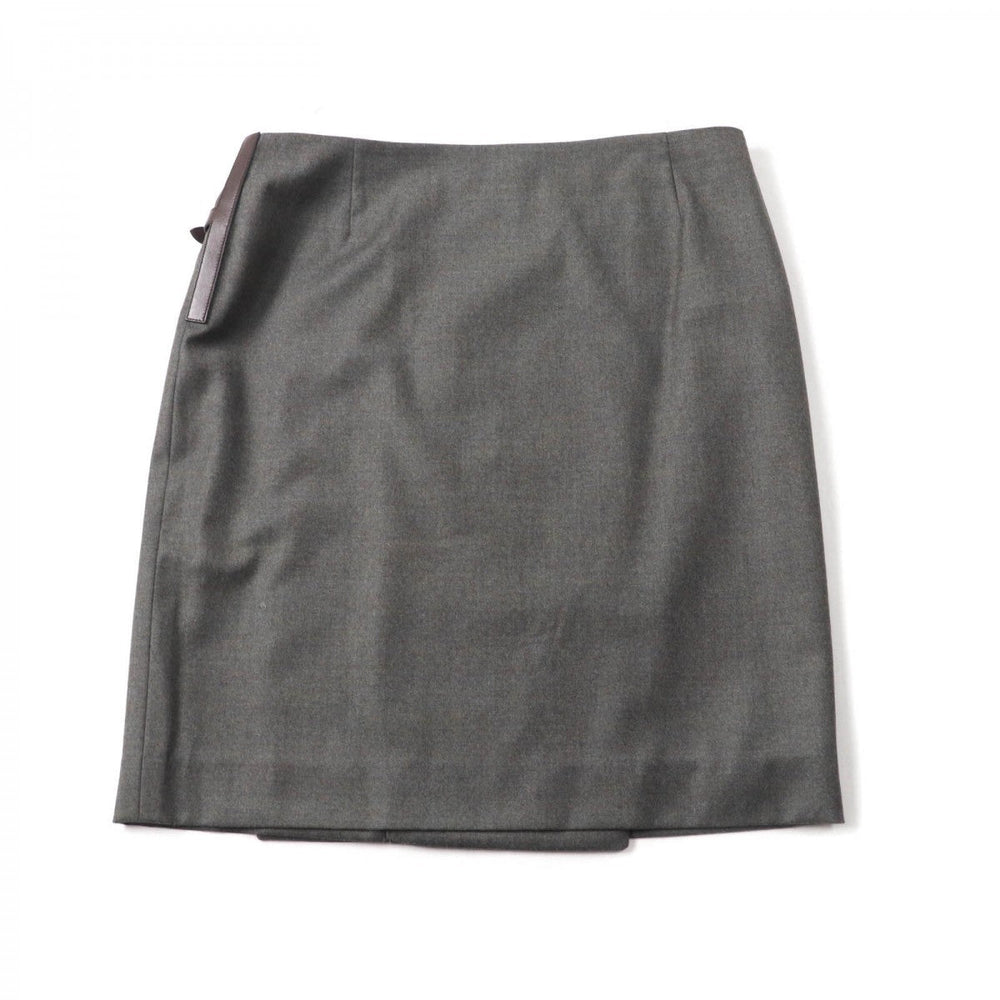 HERMES Wrap skirt Outer: 100% wool, Part: Sheepskin, Lining: 100% silk Brown Women 42 Used Authentic