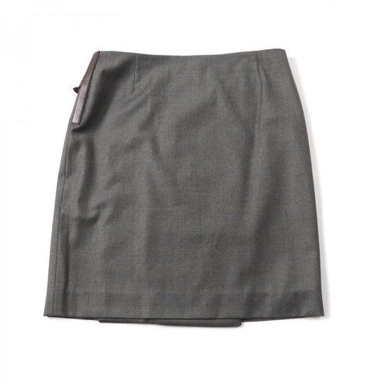 HERMES Wrap skirt Outer: 100% wool, Part: Sheepskin, Lining: 100% silk Brown Women 42 Used Authentic