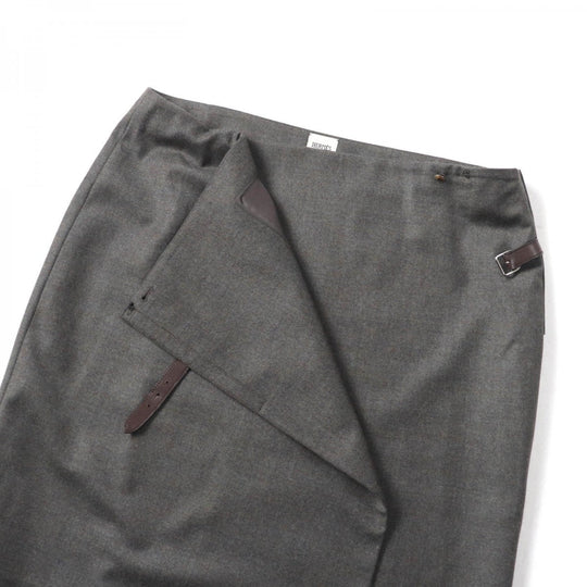 HERMES Wrap skirt Outer: 100% wool, Part: Sheepskin, Lining: 100% silk Brown Women 42 Used Authentic