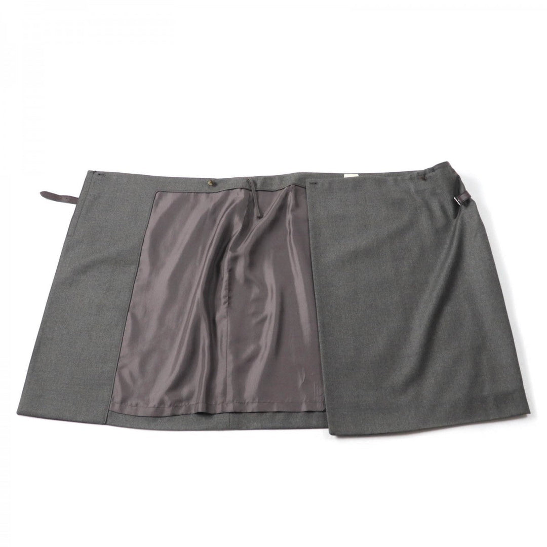 HERMES Wrap skirt Outer: 100% wool, Part: Sheepskin, Lining: 100% silk Brown Women 42 Used Authentic
