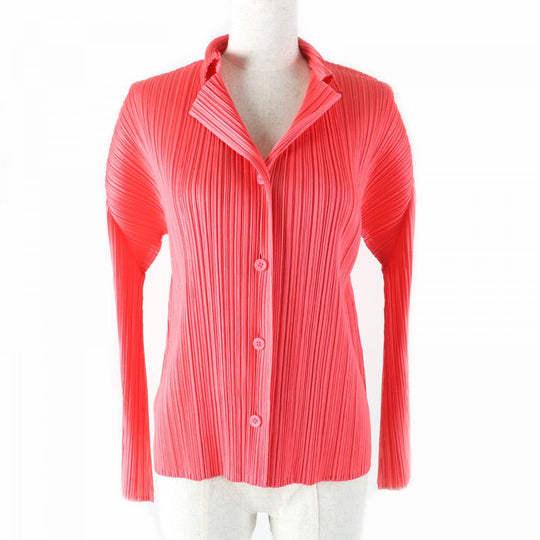 PLEATS PLEASE cardigan PP33-JD150 Main: 100% polyester Coral pink Women 3 Used Authentic