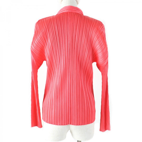 PLEATS PLEASE cardigan PP33-JD150 Main: 100% polyester Coral pink Women 3 Used Authentic