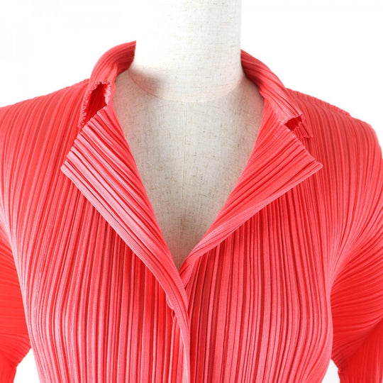 PLEATS PLEASE cardigan PP33-JD150 Main: 100% polyester Coral pink Women 3 Used Authentic