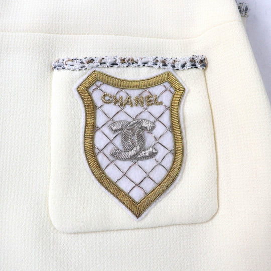 CHANEL Cut 05C P24999 Outer: 100% wool, Lining: 95% silk, Lining: 5% elastane off white Women 36 Used Authentic