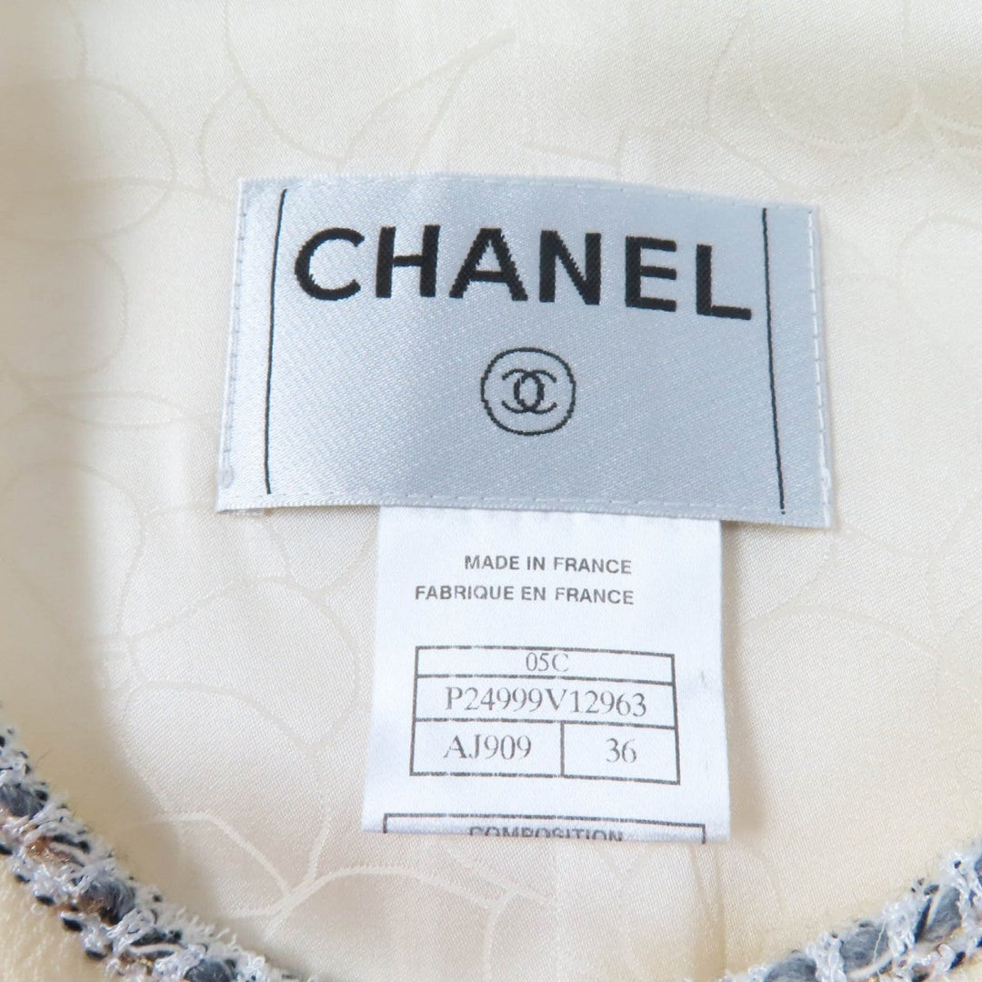 CHANEL Cut 05C P24999 Outer: 100% wool, Lining: 95% silk, Lining: 5% elastane off white Women 36 Used Authentic