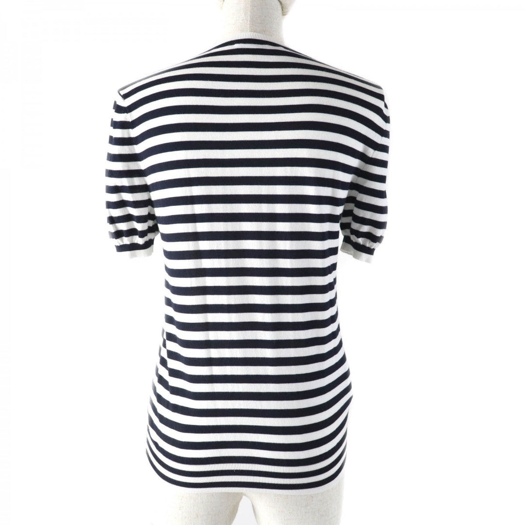 PRADA Short sleeve T-shirt P24V1D Main: 97% cotton, Main: 1% polyamide, Main: 1% elastane White Dark Navy Women 36 Used Authentic