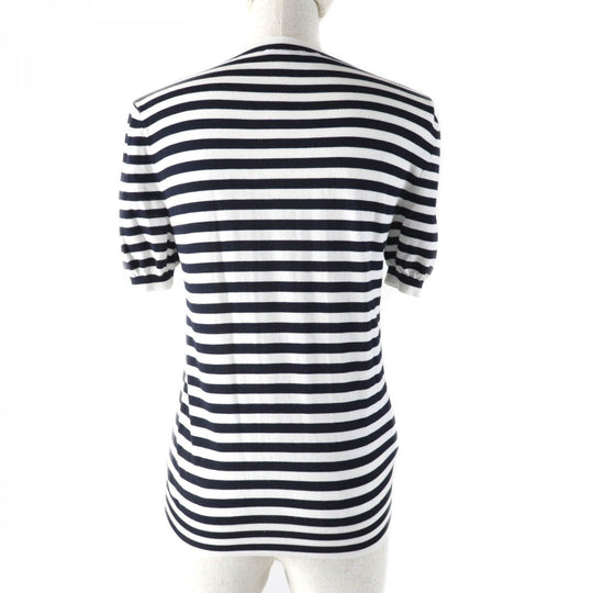 PRADA Short sleeve T-shirt P24V1D Main: 97% cotton, Main: 1% polyamide, Main: 1% elastane White Dark Navy Women 36 Used Authentic