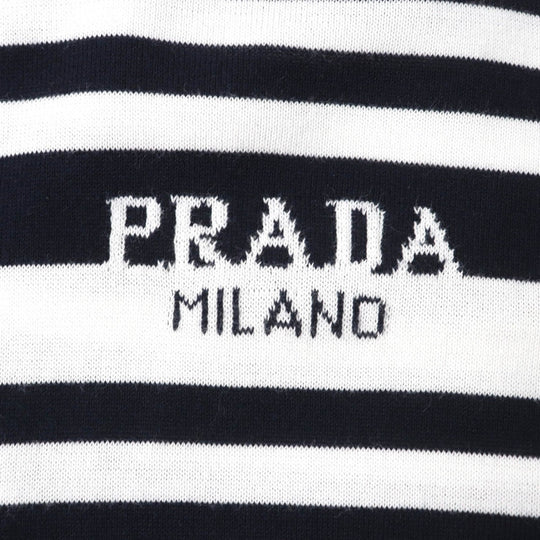 PRADA Short sleeve T-shirt P24V1D Main: 97% cotton, Main: 1% polyamide, Main: 1% elastane White Dark Navy Women 36 Used Authentic