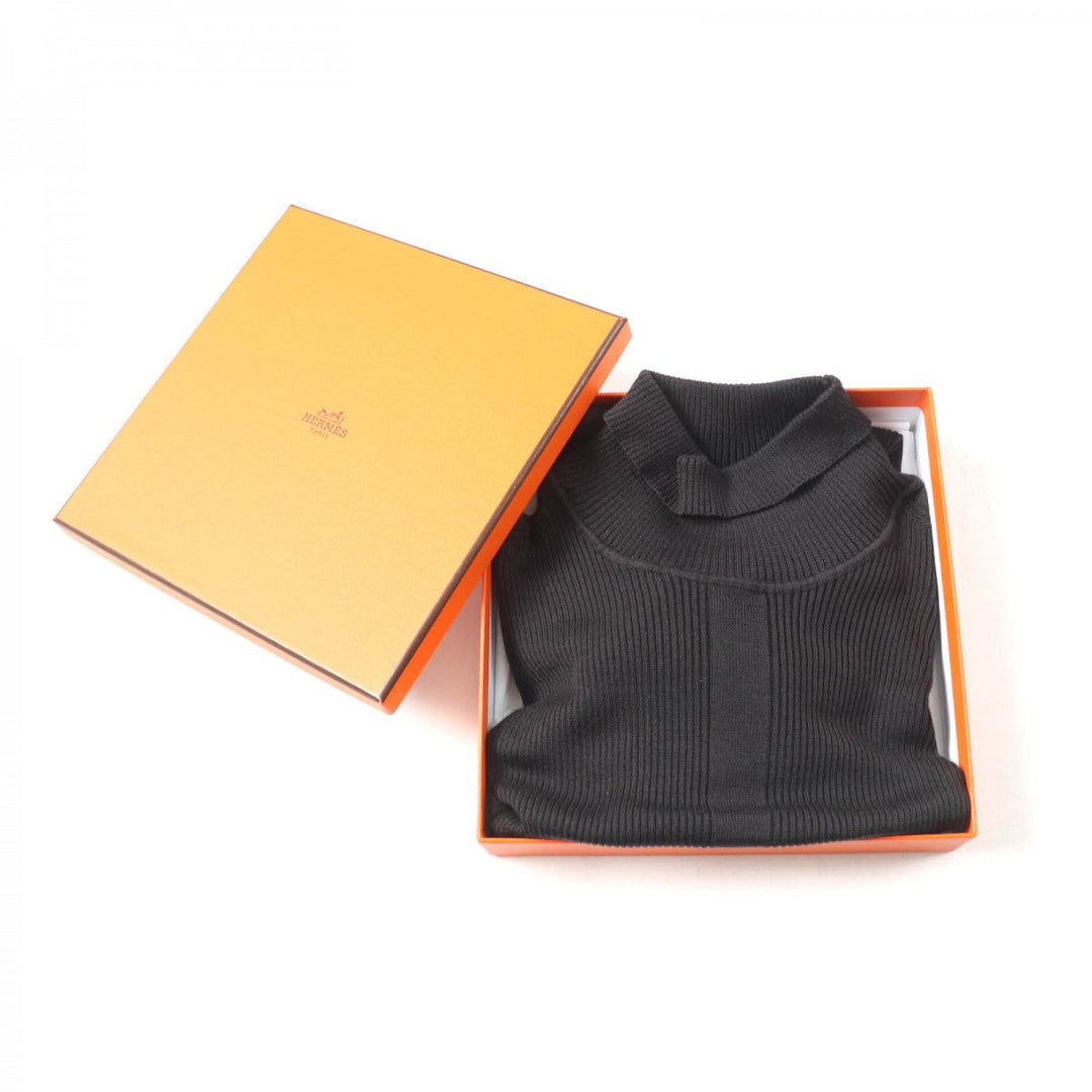 HERMES knit 4H2624D9 Main: 70% silk, Main: 30% wool, Part: 100% rayon Dark brown Women 34 Used Authentic