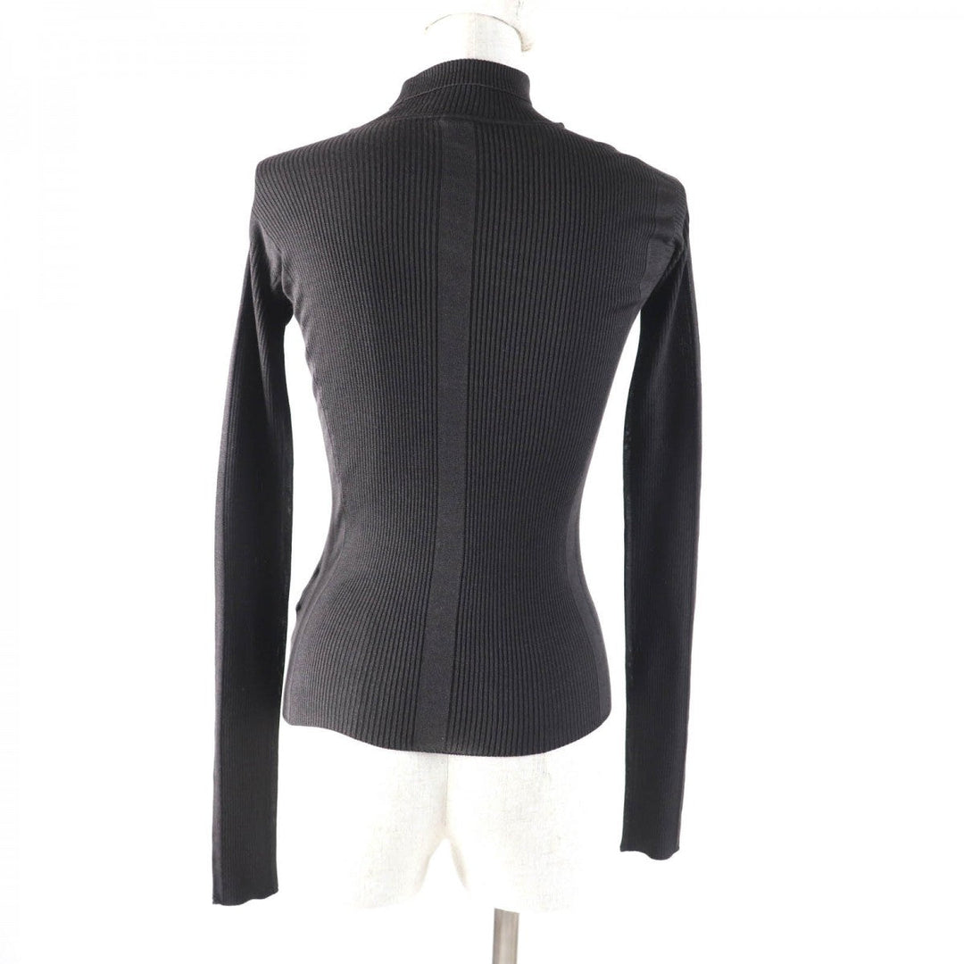 HERMES knit 4H2624D9 Main: 70% silk, Main: 30% wool, Part: 100% rayon Dark brown Women 34 Used Authentic