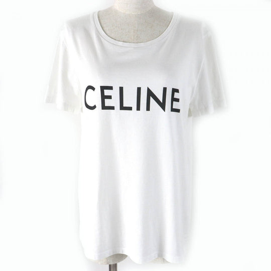 CELINE Short sleeve T-shirt 2X314916G Main: 100% cotton White black Women L Used Authentic