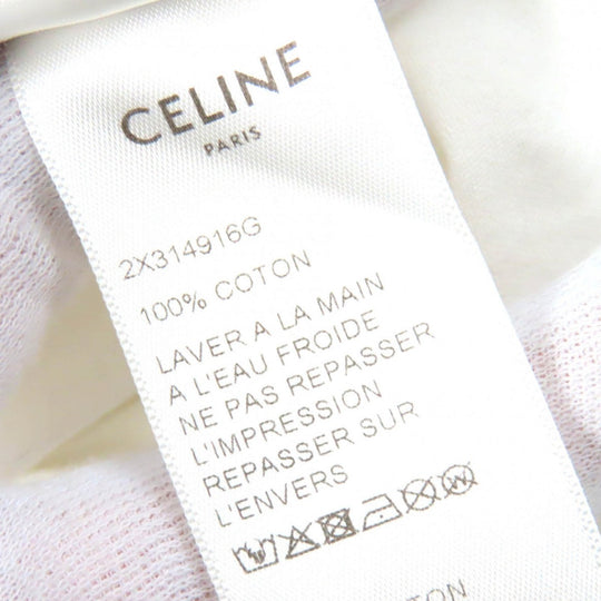 CELINE Short sleeve T-shirt 2X314916G Main: 100% cotton White black Women L Used Authentic
