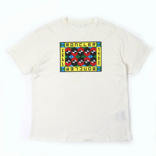 MONCLER GENIUS 2 Short sleeve T-shirt H10928C00003 Main: 100% cotton, Part: 100% cotton Off-white multicolor mens XL Used Authentic