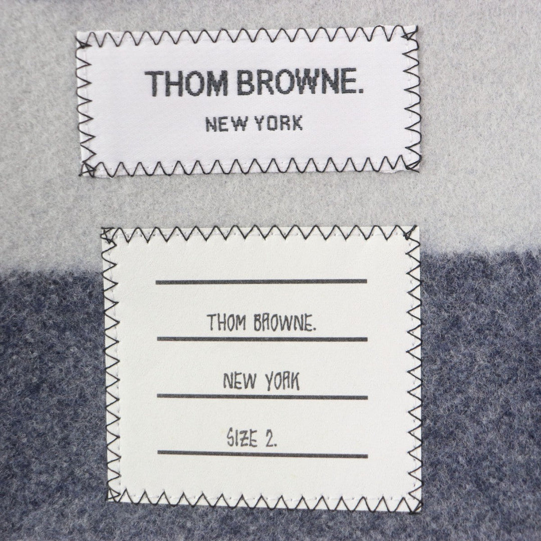 THOM BROWNE pea coat MOC760X00076 Outer: 100% wool, Part: 100% polyester, Fur: beaver, Lining: 100% cupra Light gray navy mens 2 Used Authentic