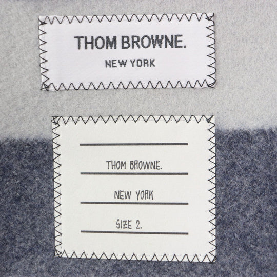 THOM BROWNE pea coat MOC760X00076 Outer: 100% wool, Part: 100% polyester, Fur: beaver, Lining: 100% cupra Light gray navy mens 2 Used Authentic
