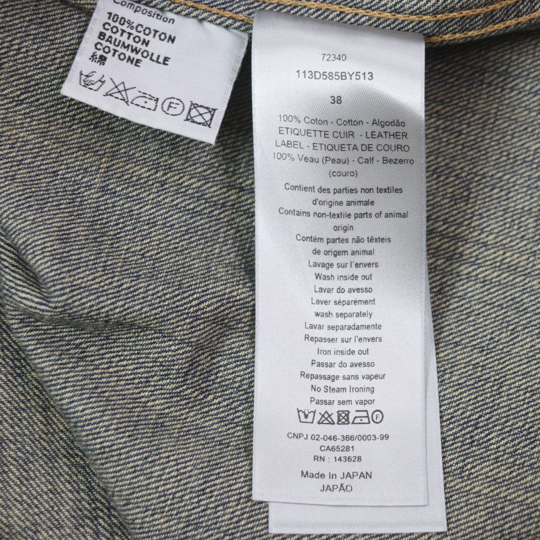 Dior HOMME Denim Jacket 113D585BY513 Outer material: 100% cotton, Leather part: 100% cowhide Indigo mens 38 Used Authentic