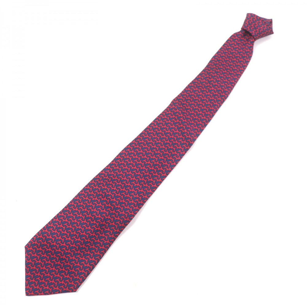 HERMES tie Main: 100% silk Red mens Used Authentic
