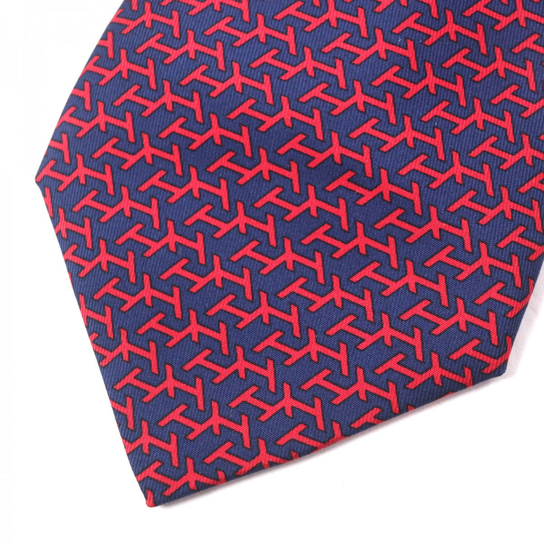 HERMES tie Main: 100% silk Red mens Used Authentic