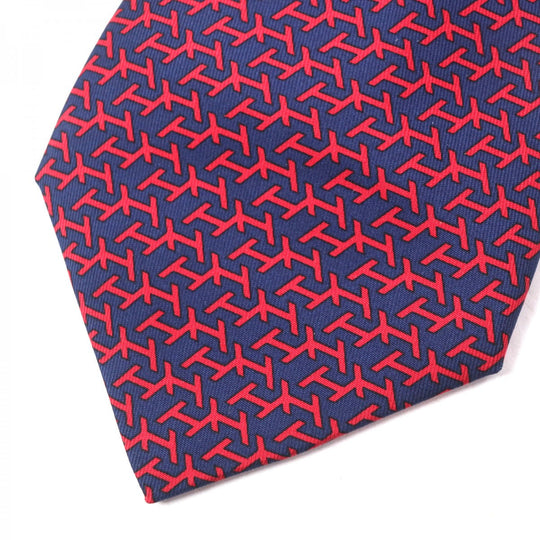 HERMES tie Main: 100% silk Red mens Used Authentic