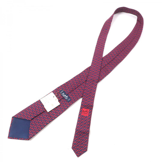 HERMES tie Main: 100% silk Red mens Used Authentic