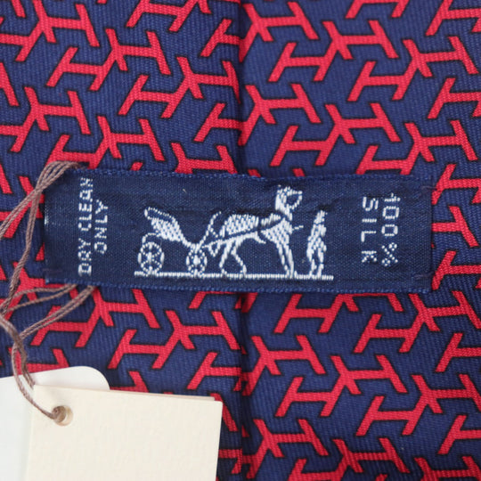 HERMES tie Main: 100% silk Red mens Used Authentic