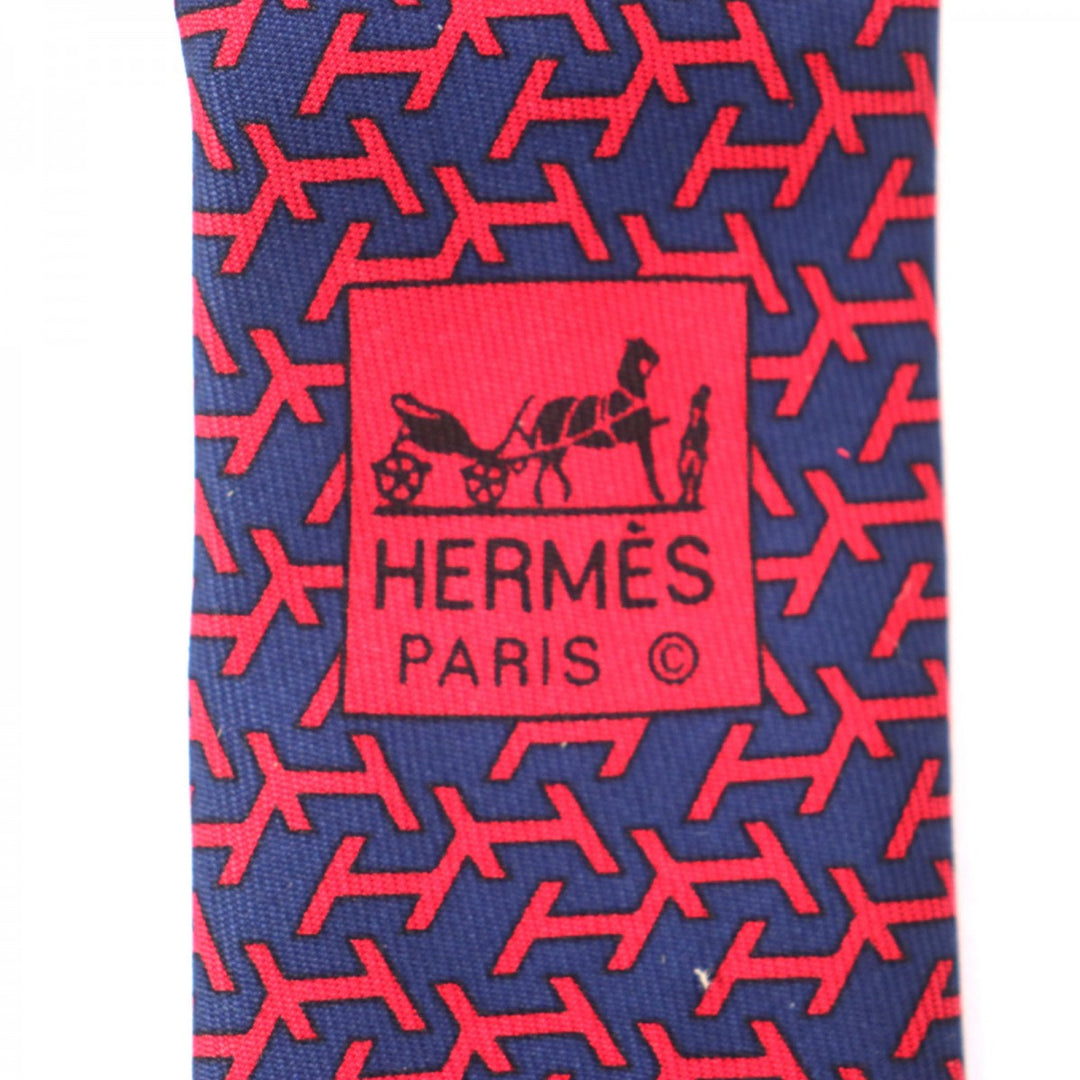 HERMES tie Main: 100% silk Red mens Used Authentic