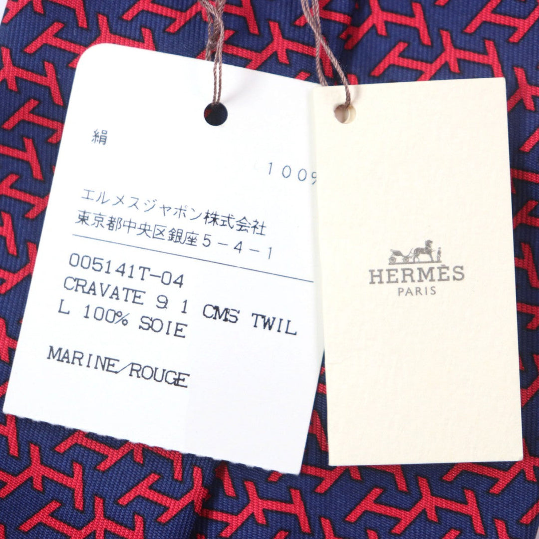 HERMES tie Main: 100% silk Red mens Used Authentic