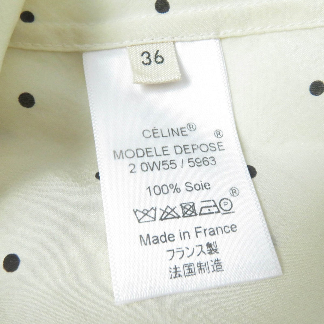 CELINE blouse Main: 100% silk Ivory Women 36 Used Authentic