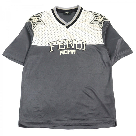 FENDI Short sleeve T-shirt FAF629 Outer: 100% acetate, Outer: 100% polyester, Part: 75% nylon, Part: 25% polyurethane, Part: 90% nylon Gray Ivory mens XS Used Authentic