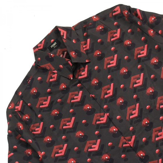FENDI Short sleeve shirt FS0795 silk Black Red All-over pattern 41