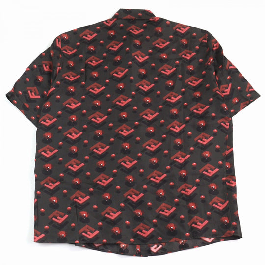 FENDI Short sleeve shirt FS0795 silk Black Red All-over pattern 41